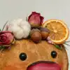 Hand-Painted Artist Pig Seed Pod Ornament