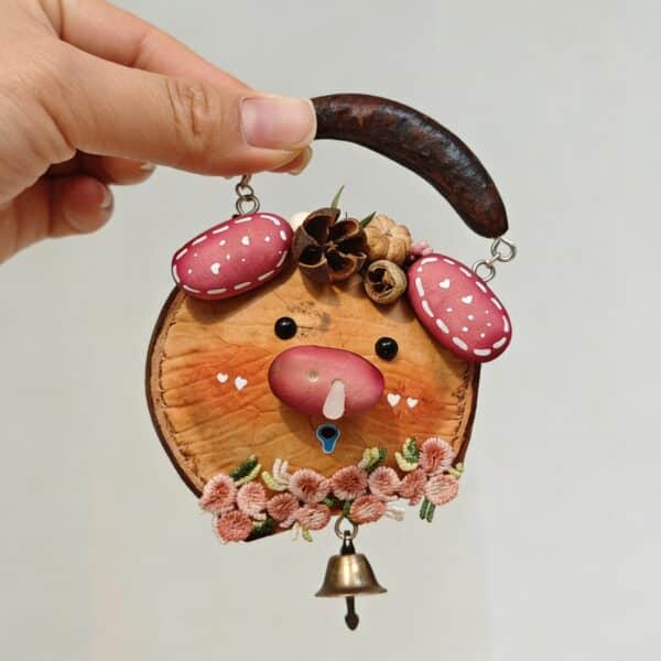 Hand Painted Floral Piggy Seed Pod Ornament