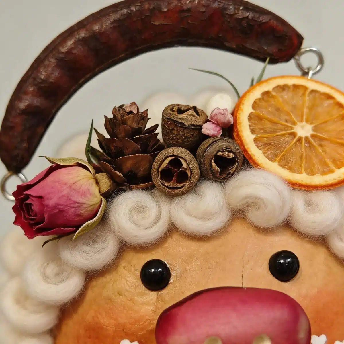 Hand Painted Seed Pod Pig Ornament Quirky Rustic Decor(4) Hand-Painted Seed Pod Pig Ornament