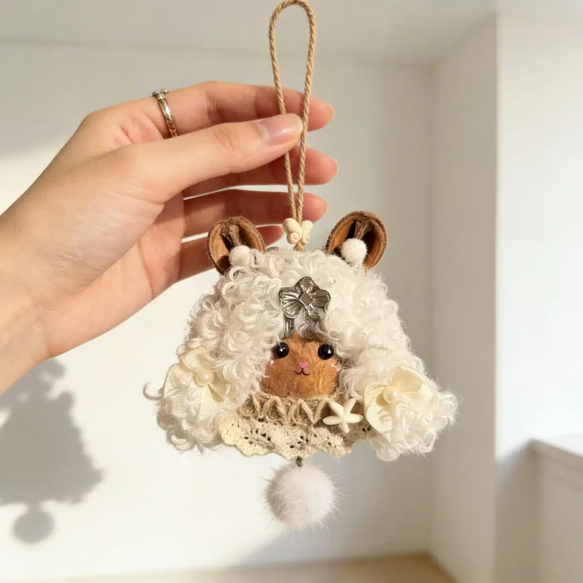 Handmade Elegant Lace Curls Lamb Ornament (3) Handmade Elegant Lace & Curls Lamb Ornament