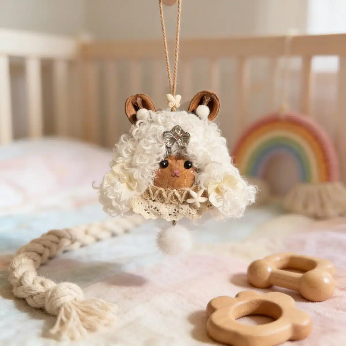 Handmade Elegant Lace Curls Lamb Ornament (4) Handmade Elegant Lace & Curls Lamb Ornament