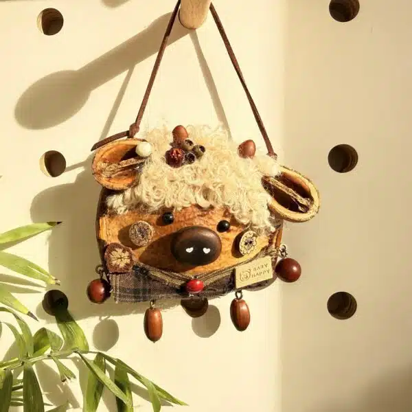 Handmade Pastoral Piggy Seed Pod Ornament (1) Handmade Pastoral Piggy Seed Pod Ornament