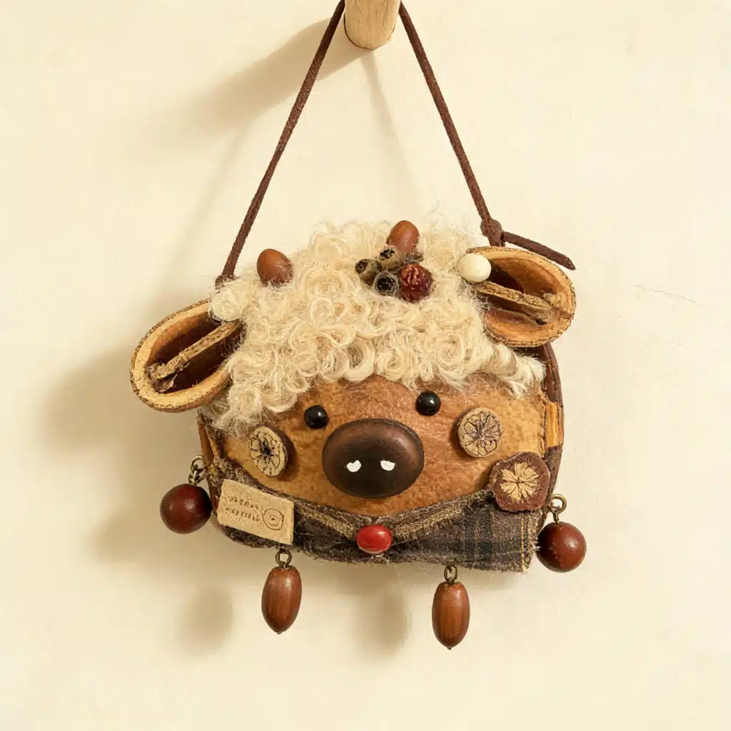 Handmade Pastoral Piggy Seed Pod Ornament (3) Handmade Pastoral Piggy Seed Pod Ornament