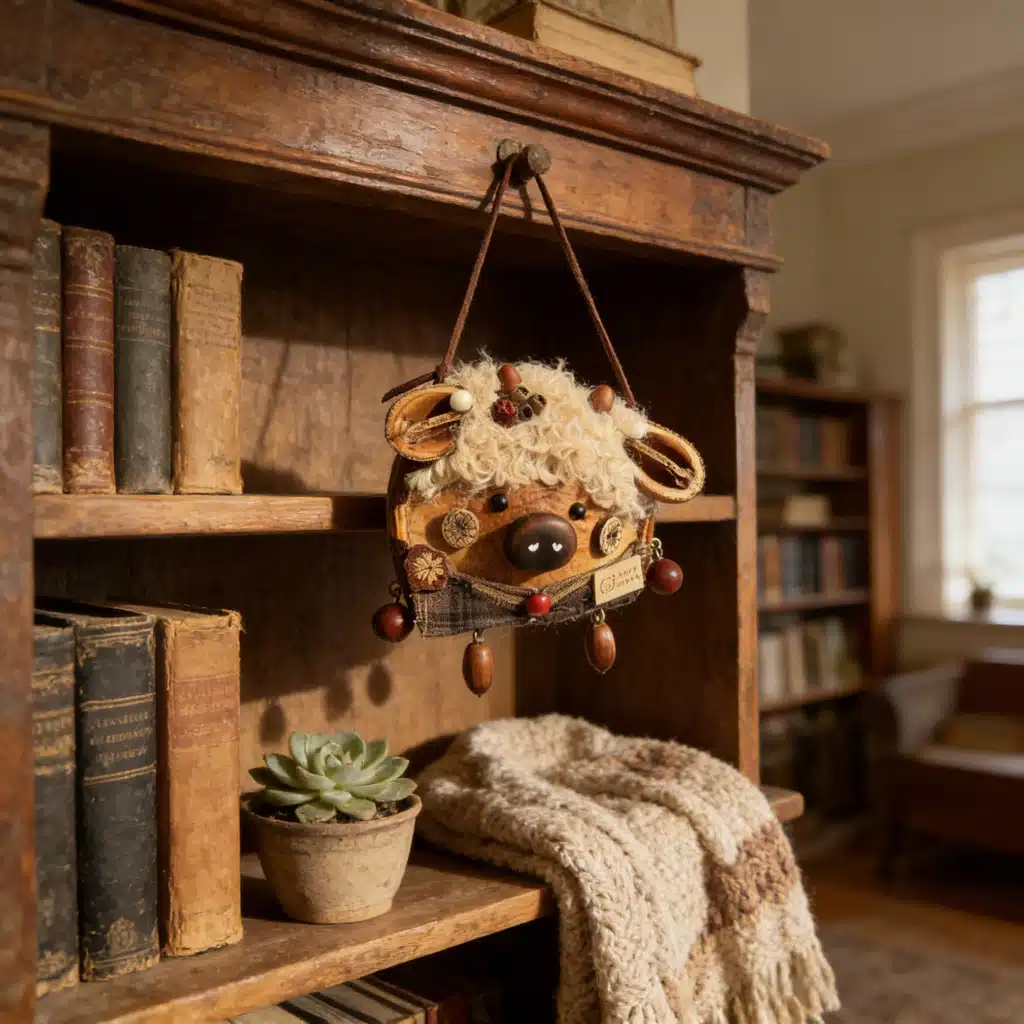 Handmade Pastoral Piggy Seed Pod Ornament (5) Handmade Pastoral Piggy Seed Pod Ornament