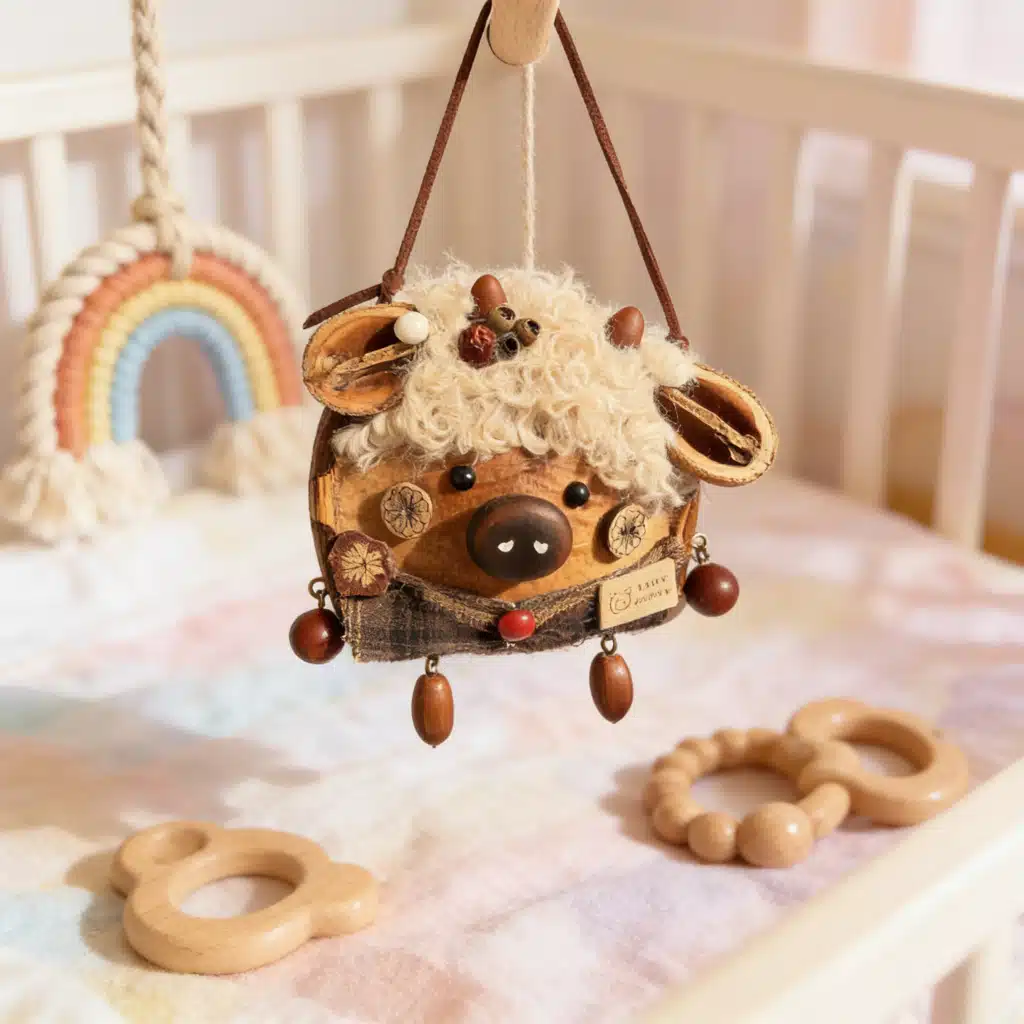 Handmade Pastoral Piggy Seed Pod Ornament (6) Handmade Pastoral Piggy Seed Pod Ornament