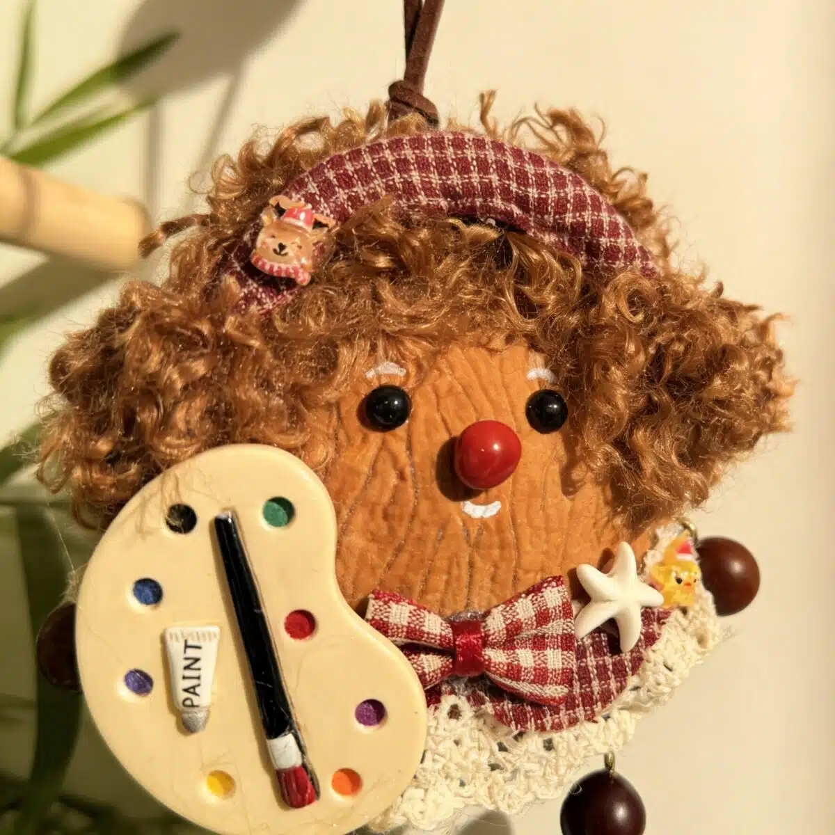 Pip the Little Painter Handmade Artist Seed Pod Ornament (2) "Pip the Little Painter" Handmade Artist Seed Pod Ornament