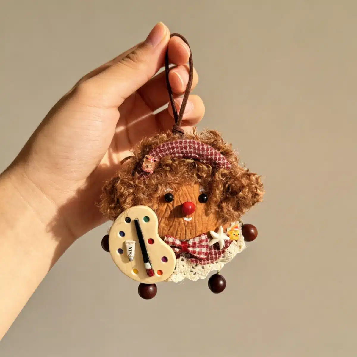 Pip the Little Painter Handmade Artist Seed Pod Ornament (3) "Pip the Little Painter" Handmade Artist Seed Pod Ornament